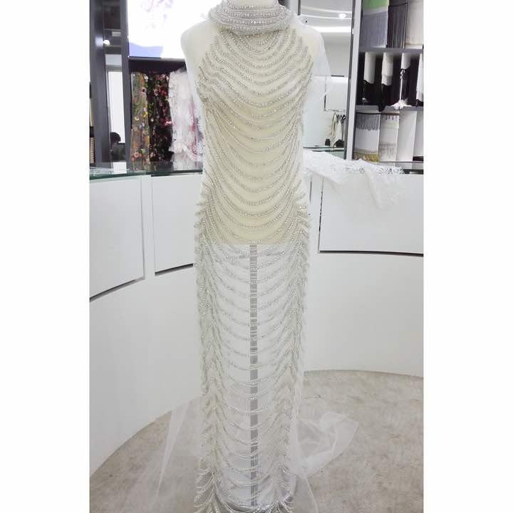 Rhinestone Applique Dress Size Design Full Length Body Hand-made Rhinestone Applique Bodice Patches