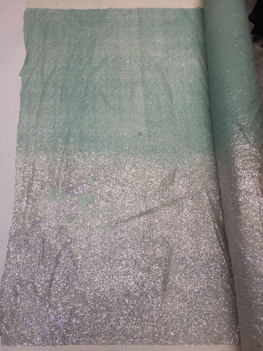 Ombré Blue Silver Glued Glitter Lace fabric french lace fabric luxurious style tulle net lace fabric For Prom Dresses 1 yard